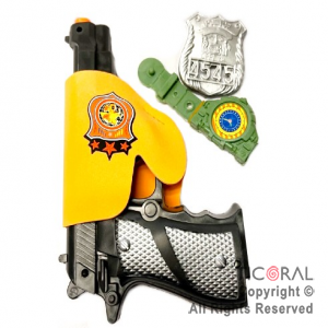 REVOLVER PISTOLA DE POLICIA CON PLACA Y RELOJ x 1